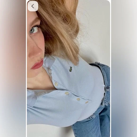 Lacoste Sky Blue Button Down Short Sleeve Polo Tee - Picture 4 of 7